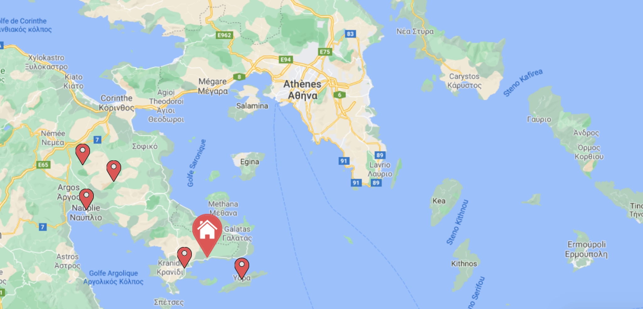 Le Péloponnèse c'est où ? C'est là !! A seulement 2h30 d'Athènes