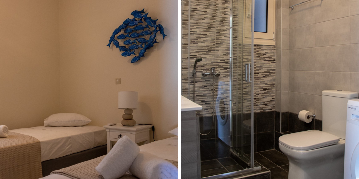 2 chambres (1 personne par chambre) et une salle de bain à partager