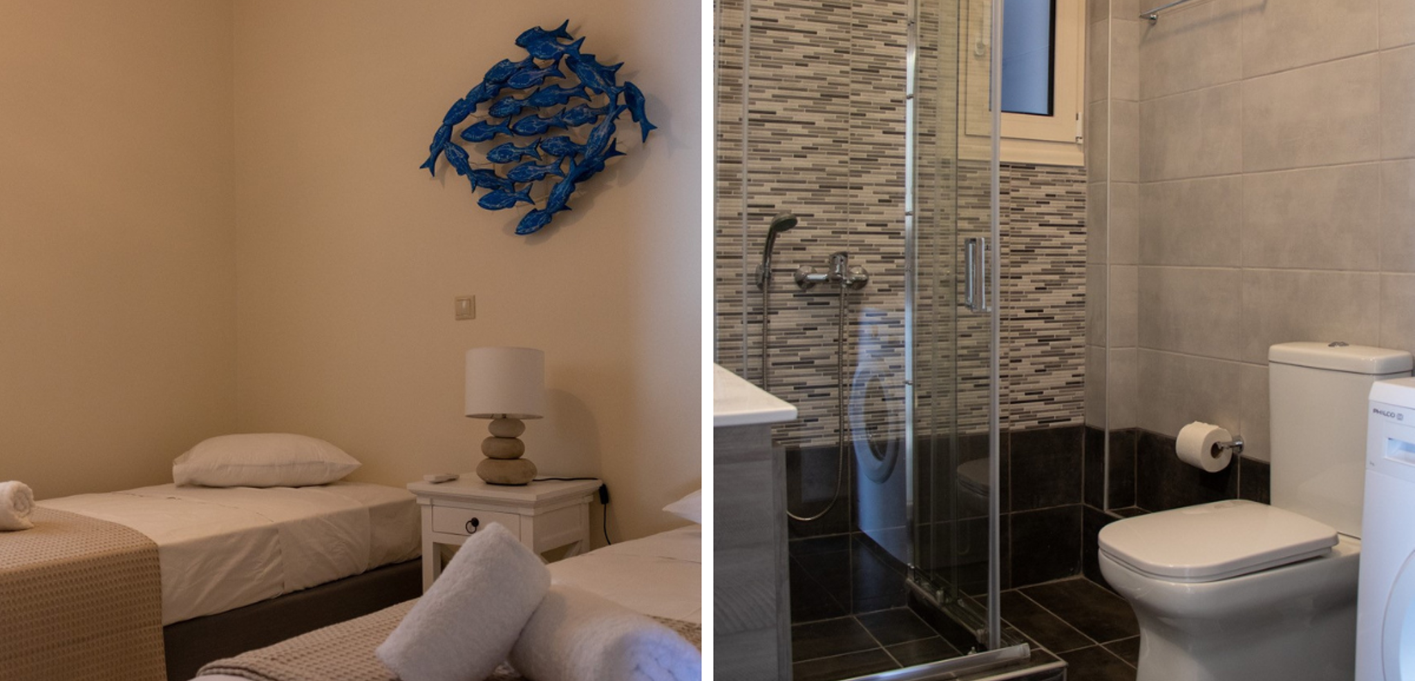 2 chambres (1 personne par chambre) et une salle de bain à partager