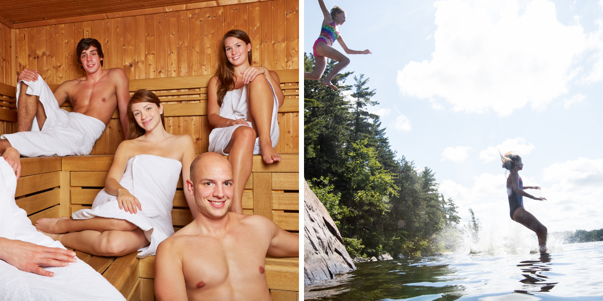 En mode détente : sauna et plouf rafraichissant dans le lac !