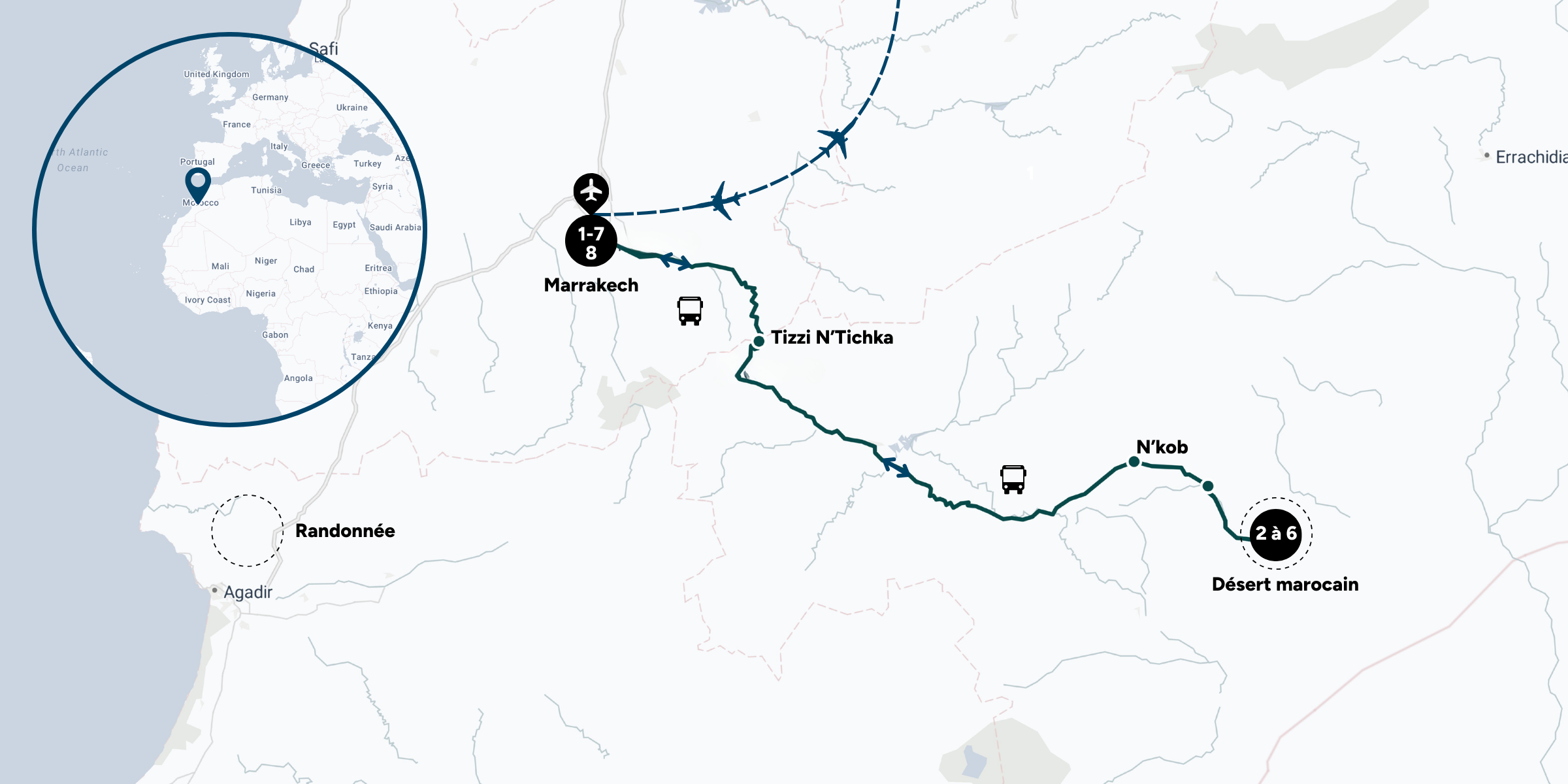 Itinéraire de ton aventure au Maroc 