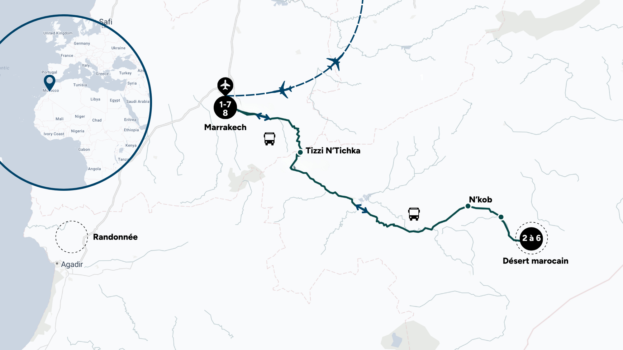 Itinéraire de ton aventure au Maroc
