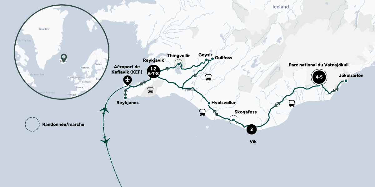Itinéraire de ton aventure polaire en Islande 