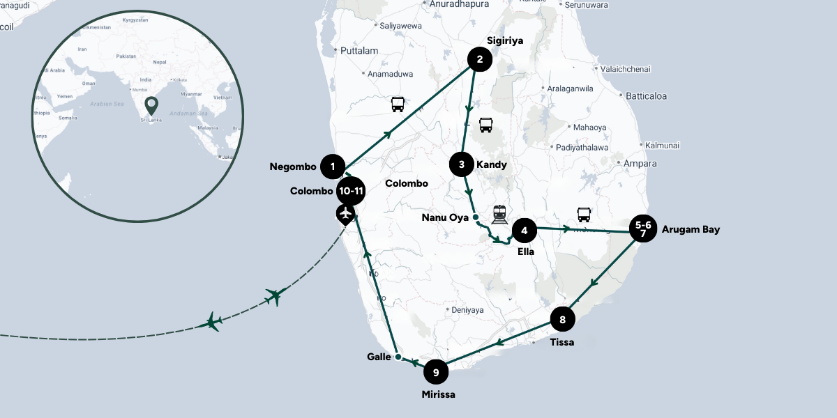 Itinéraire de ton aventure au Sri Lanka 