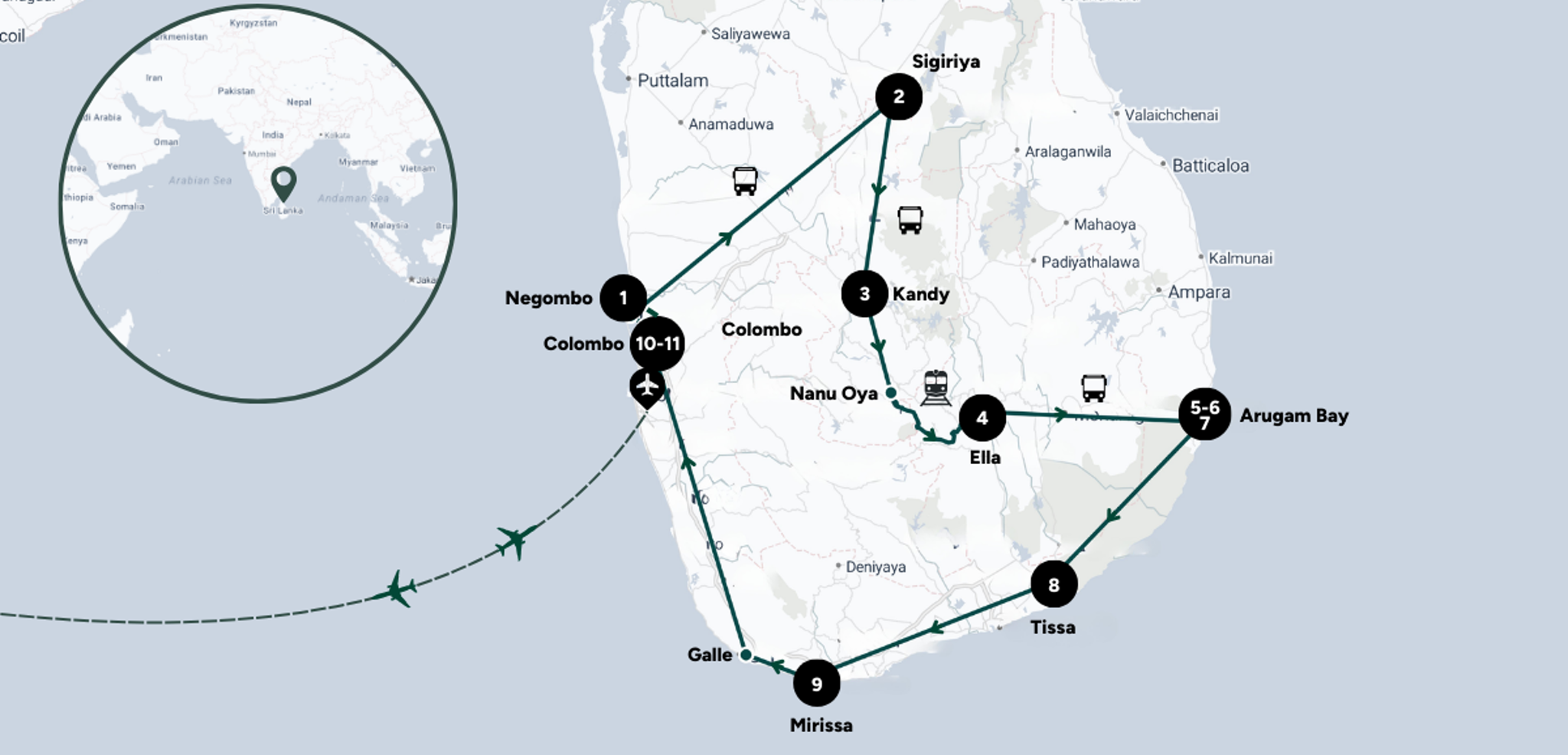 Itinéraire de ton aventure au Sri Lanka