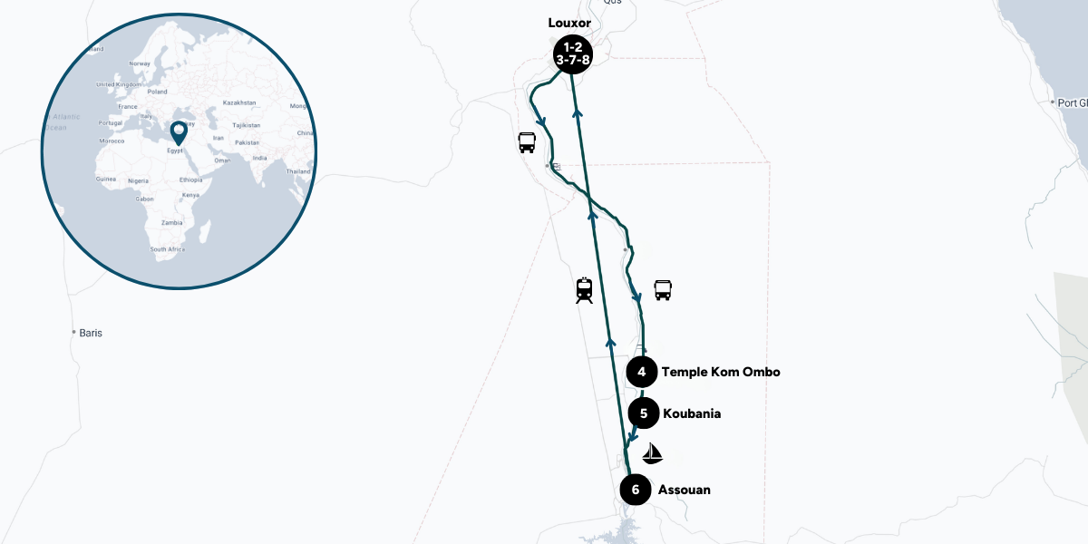 Itinéraire de ton aventure en Egypte 